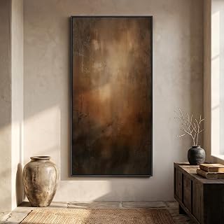 Large Framed Brown Moody Abstract Wall Art, 1 Piece Vertical 30x60 In
