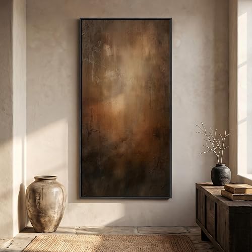 Large Framed Brown Moody Abstract Wall Art, 1 Piece Vertical