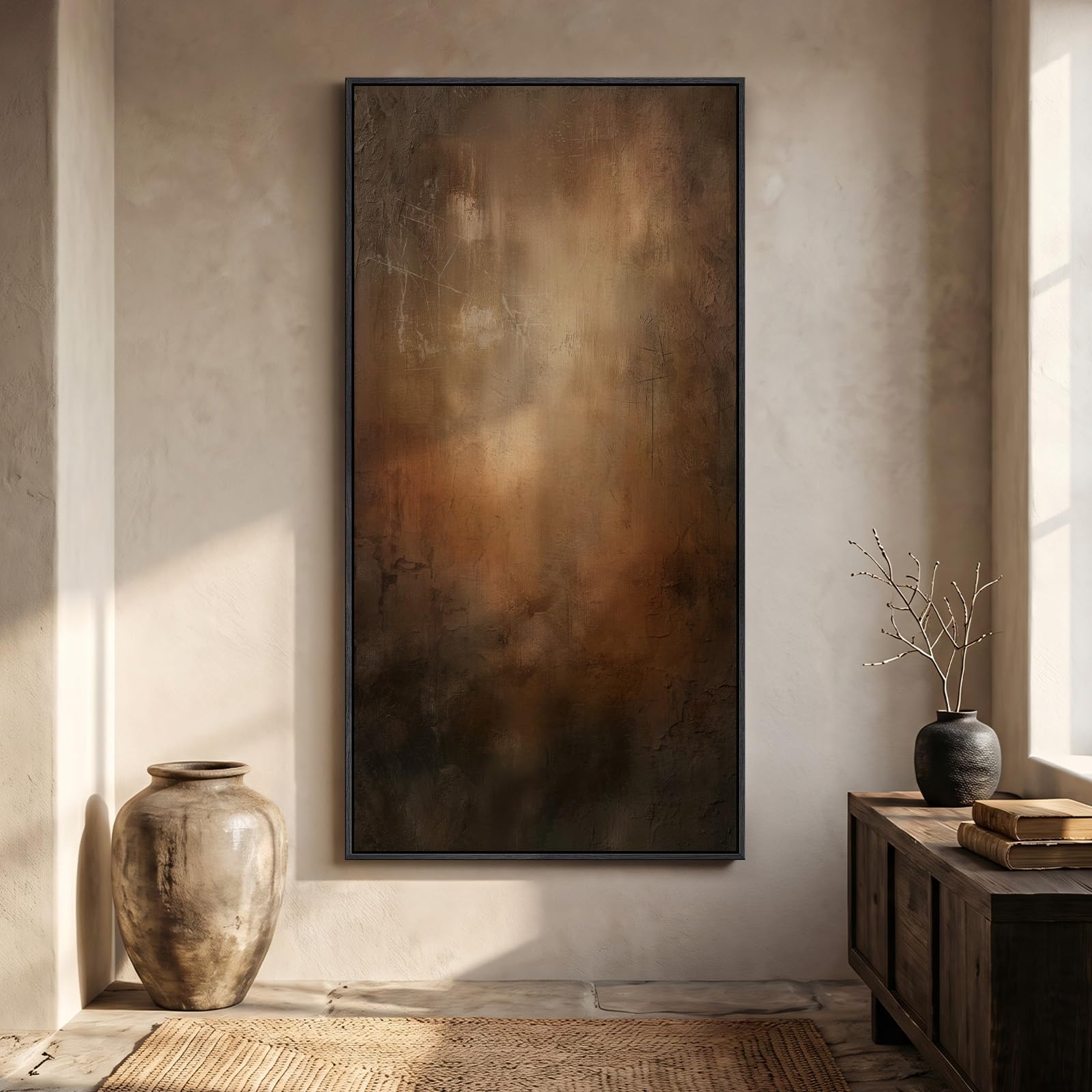 Contemporary Brown Moody Abstract Canvas