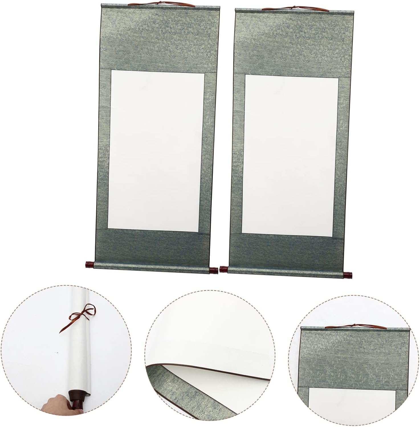 NUOBESTY 2Pcs Blank Hanging Scrolls for Calligraphy Painting Premium Paper with Moderate Ink Absorption Texture and Toughness Portable Wall Mounting Scrolls for Chinese Brush Art and