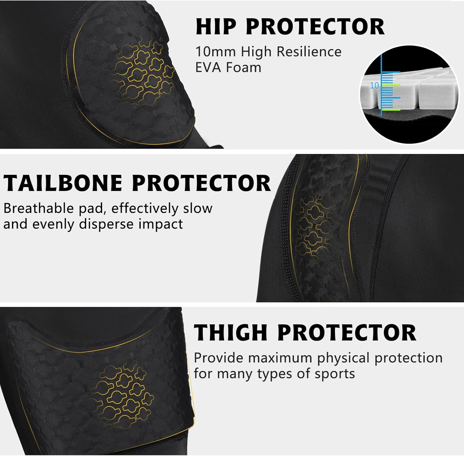 Mens Padded Football Girdle with Pads Hip Thigh Butt Tailbone Protector Pants Youth Adult Protective for Baseball - Image 3