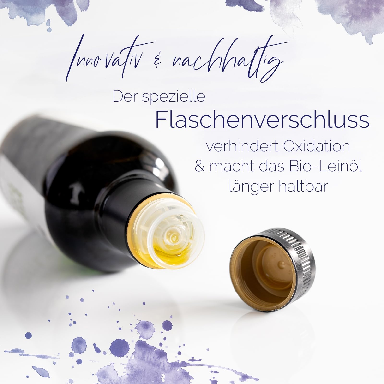Sannis Bio-Leinöl extra nativ 500 ml I Leinsamenöl aus kontrolliert biologischem Anbau I kaltgepresst & ungefiltert I reich an Omega-3-Fettsäuren I nussig milder Geschmack ideal für Salat & Joghurt