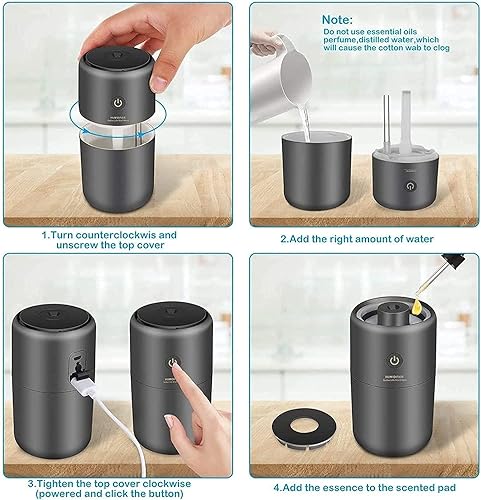 Miniatura 4 de KouRy Humidificador ultrasónico de niebla fría portátil, mini humidificador de aire USB para automóvil, viajes, oficina, dormitorio de bebé, hogar,