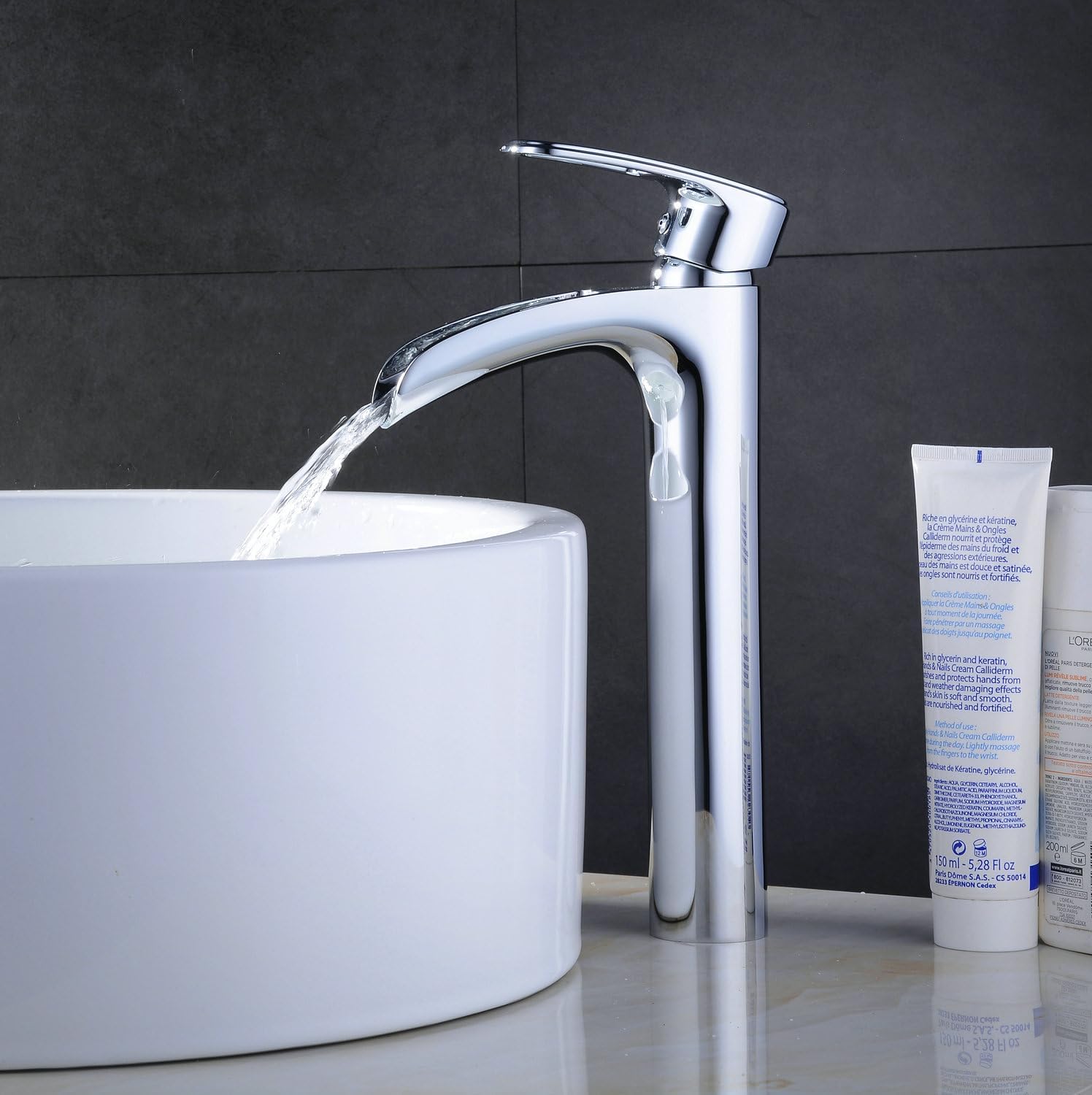 Basin Mixer Tap Waterfall Tall Bathroom Sink Taps Brass Chrome Finish ...