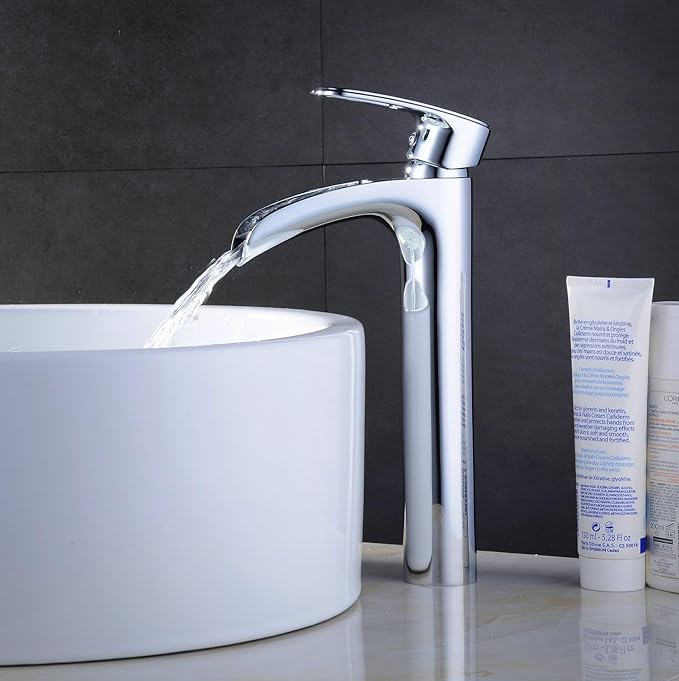 Basin Mixer Tap Waterfall Tall Bathroom Sink Taps Brass Chrome Finish ...