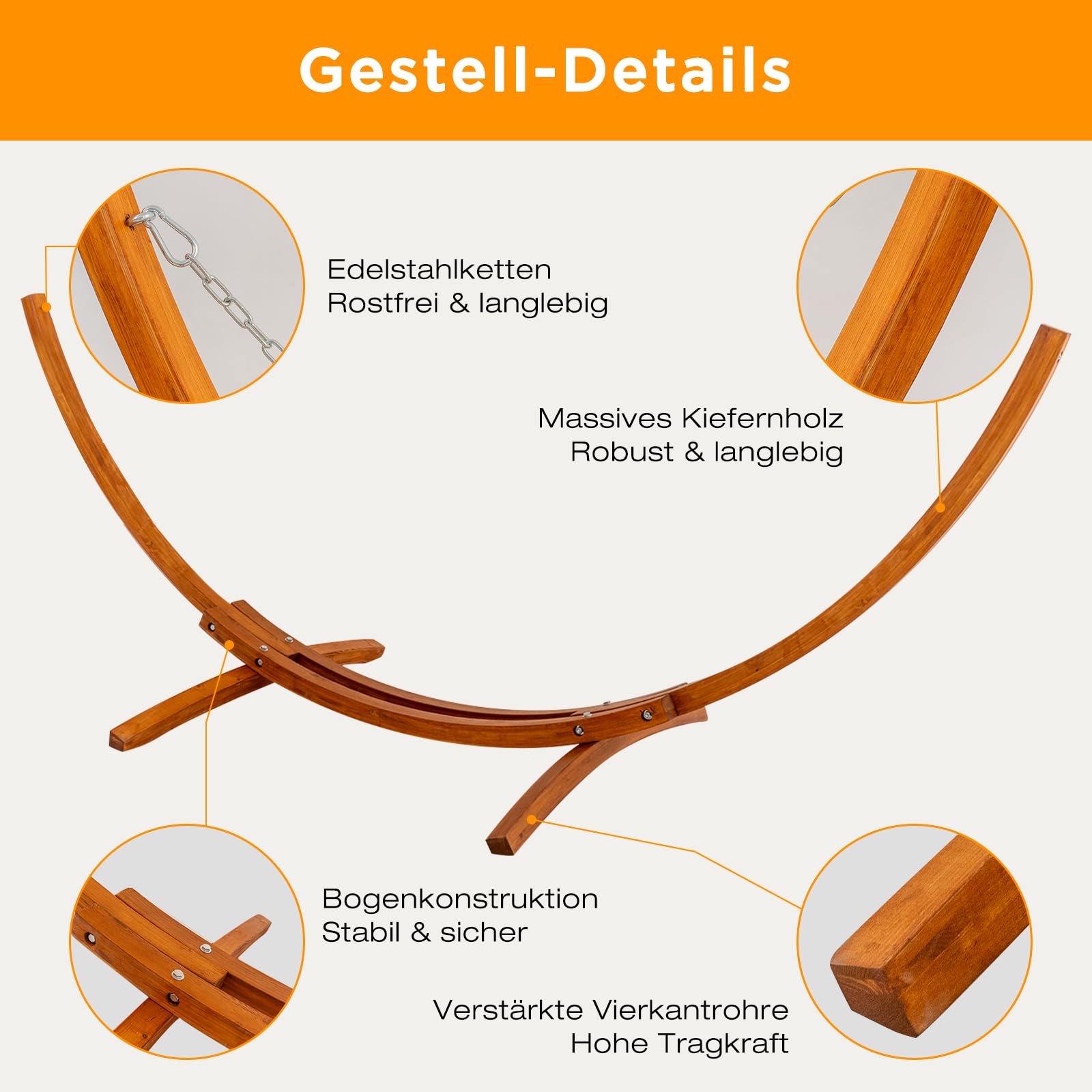 Hängematte mit Gestell, 200 kg Tragkraft, 320x120x120 cm (Weiß)