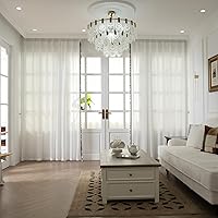Vista 3 de 2 paneles de cortinas traslúcidas de gasa semitransparentes, cortinas traslúcidas bordadas de lujo para sala de estar y dormitorio