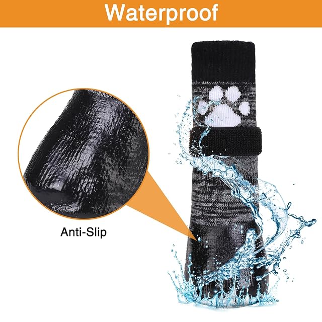 Foto 3 de 7 de KOOLTAIL Calcetines Antideslizantes para Perros, con Correas, Control de tracción, Impermeable
