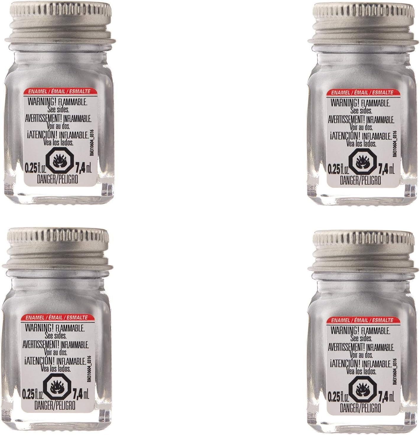 Testors 1146TT Enamel Paint Testor, Metallic Silver, 1/4-Ounce (4)