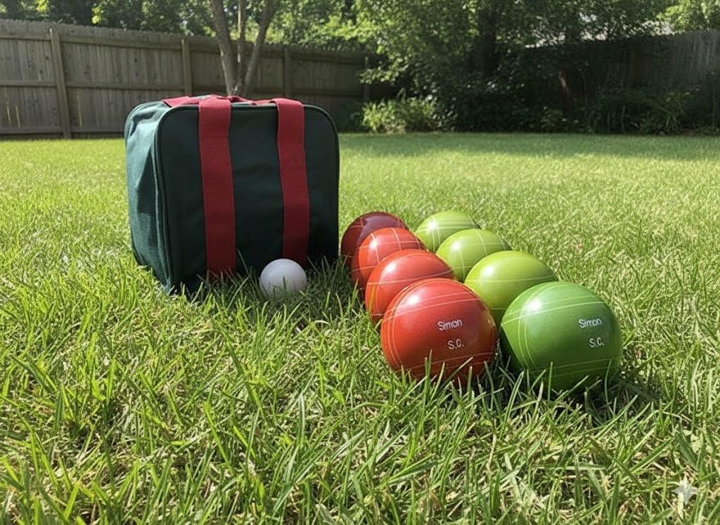 BuyBocceBalls Listing - Made in USA, Premium Quality Engraved Tournament Bocce Set, 998 Grams (2 lbs. 3.2 oz.). Various Bag Colors - 110mm Rustic Orange and Lime Green Balls, Nylon Bag