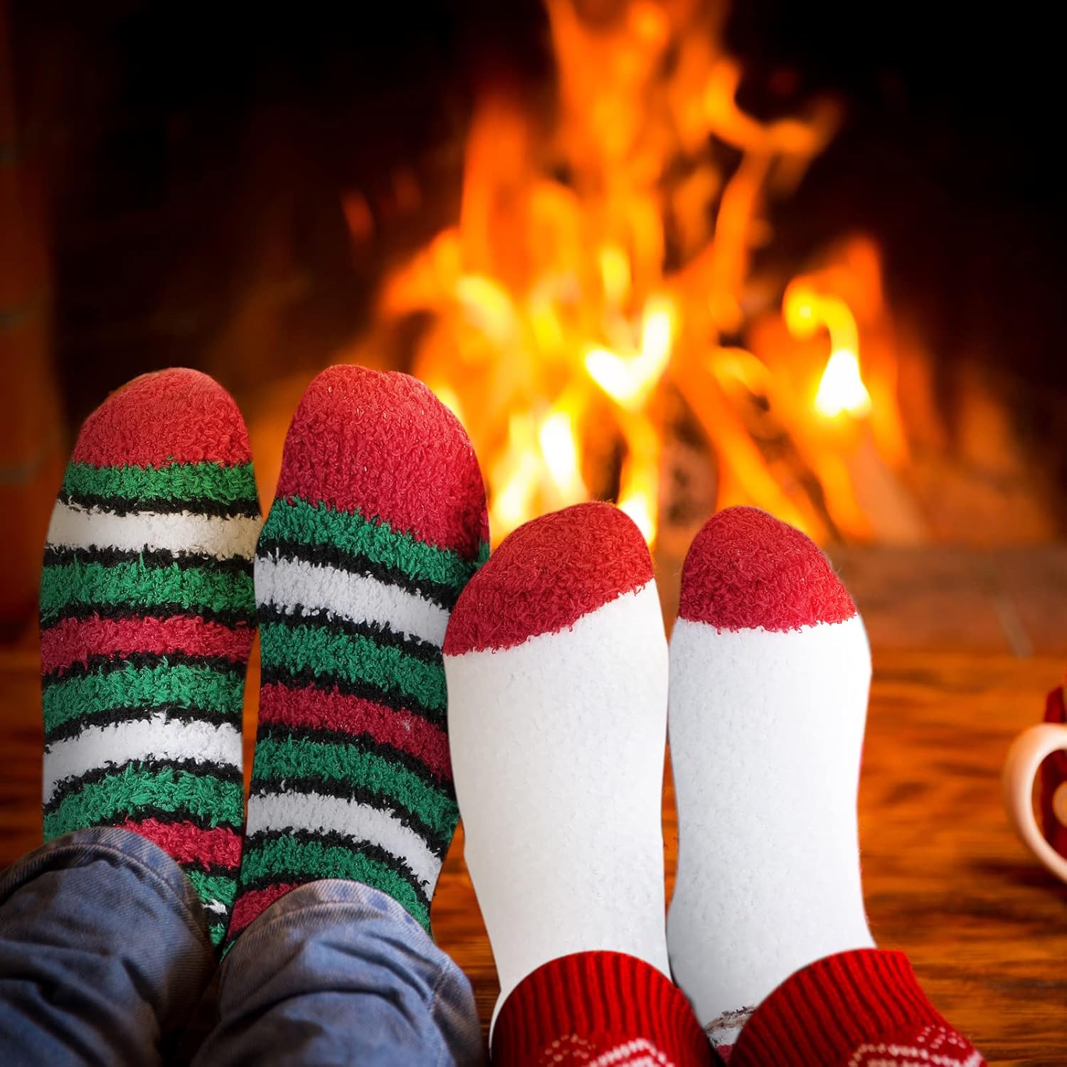 SATINIOR 8 Pairs Fuzzy Christmas Socks Plush Slipper Socks Holiday Socks Winter Warm Fluffy Cozy Crew Socks for Women(Attractive Style) - Image 6