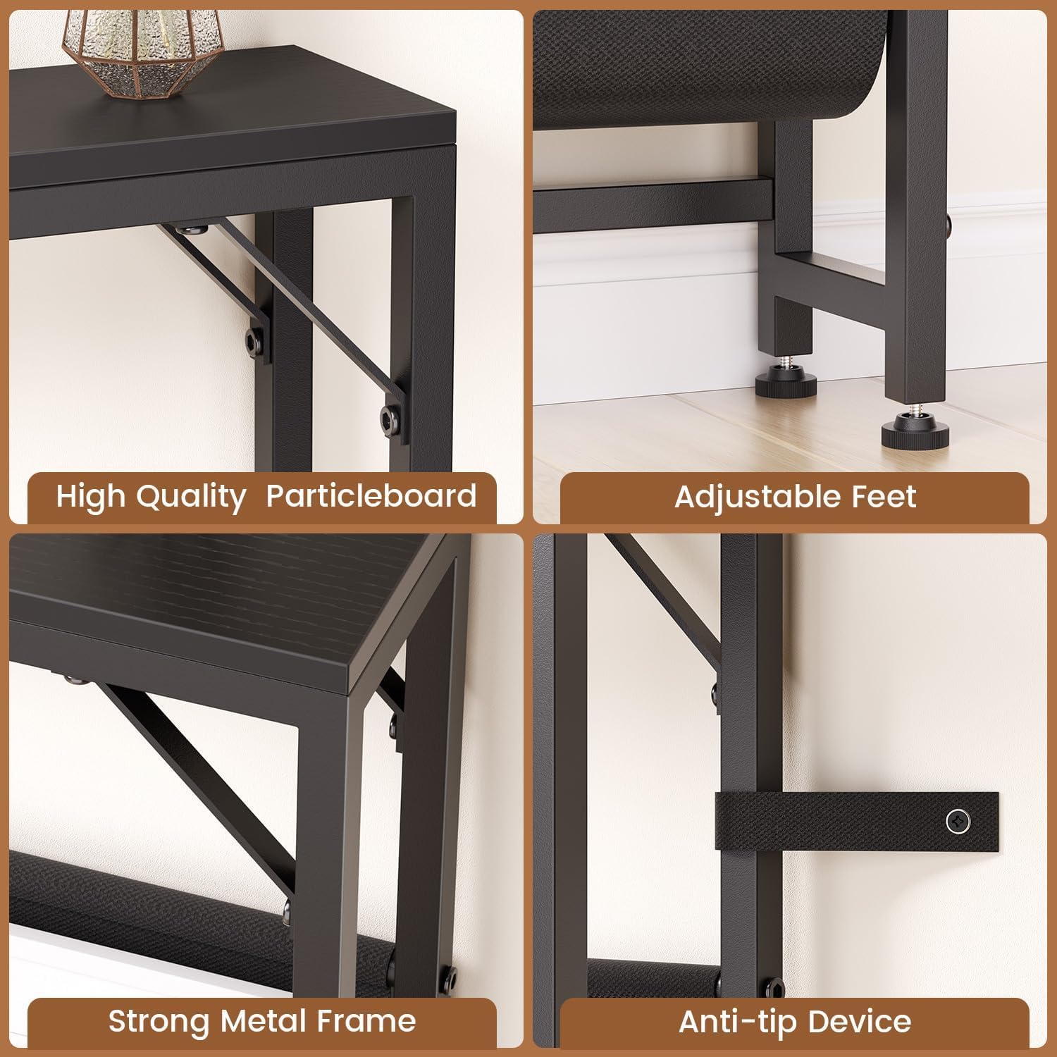 Asgolion 31.5'' Small Console Table with Charging Station and Storage, Entryway Table Narrow with Power Outlets and USB Ports, Skinny Sofa Table, for Living Room, Foyer, Entryway, Hallway, Black