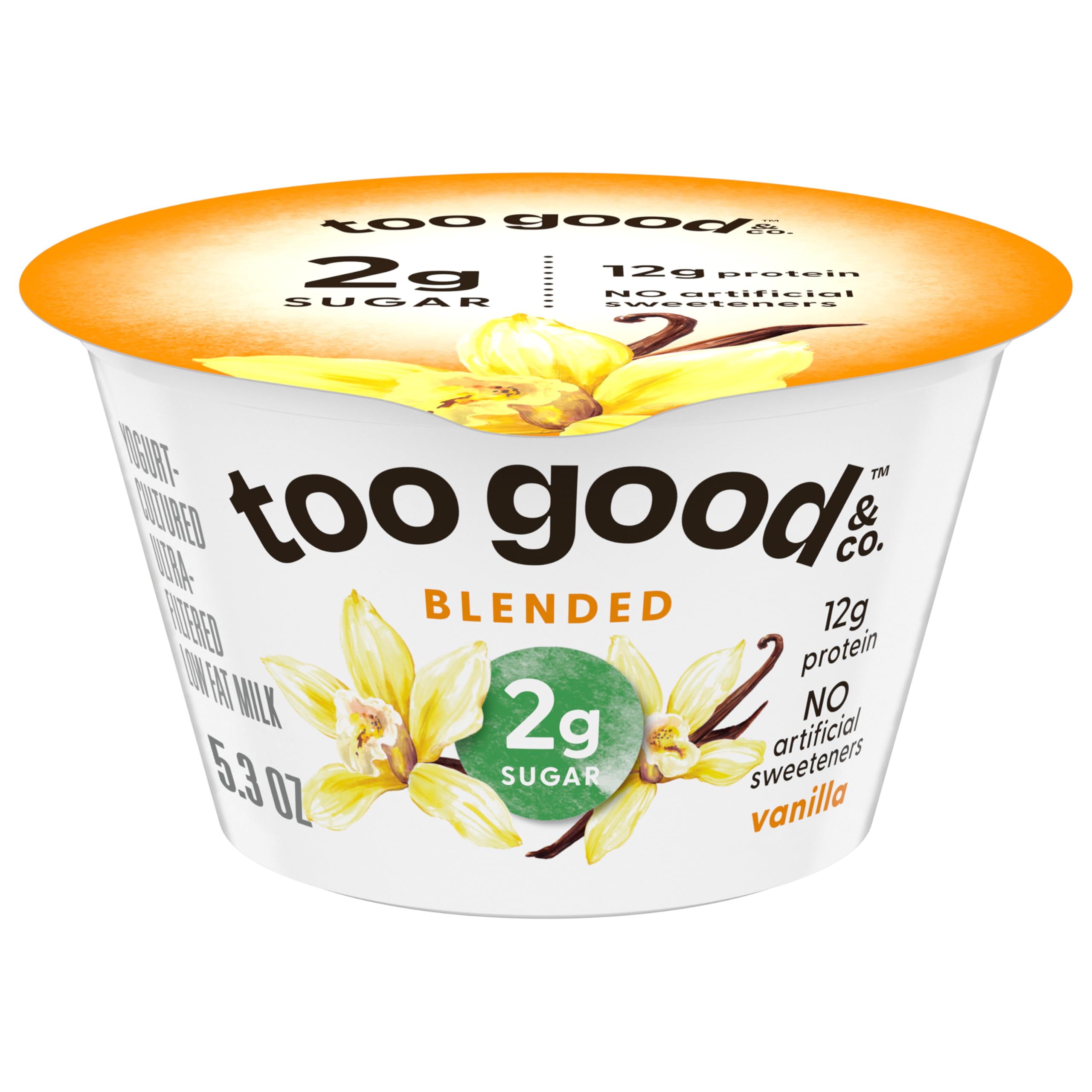Two Good Low Fat Greek Yogurt, Vanilla, Lower Sugar, Gluten Free, With 2g of Sugar, 5.3 oz.