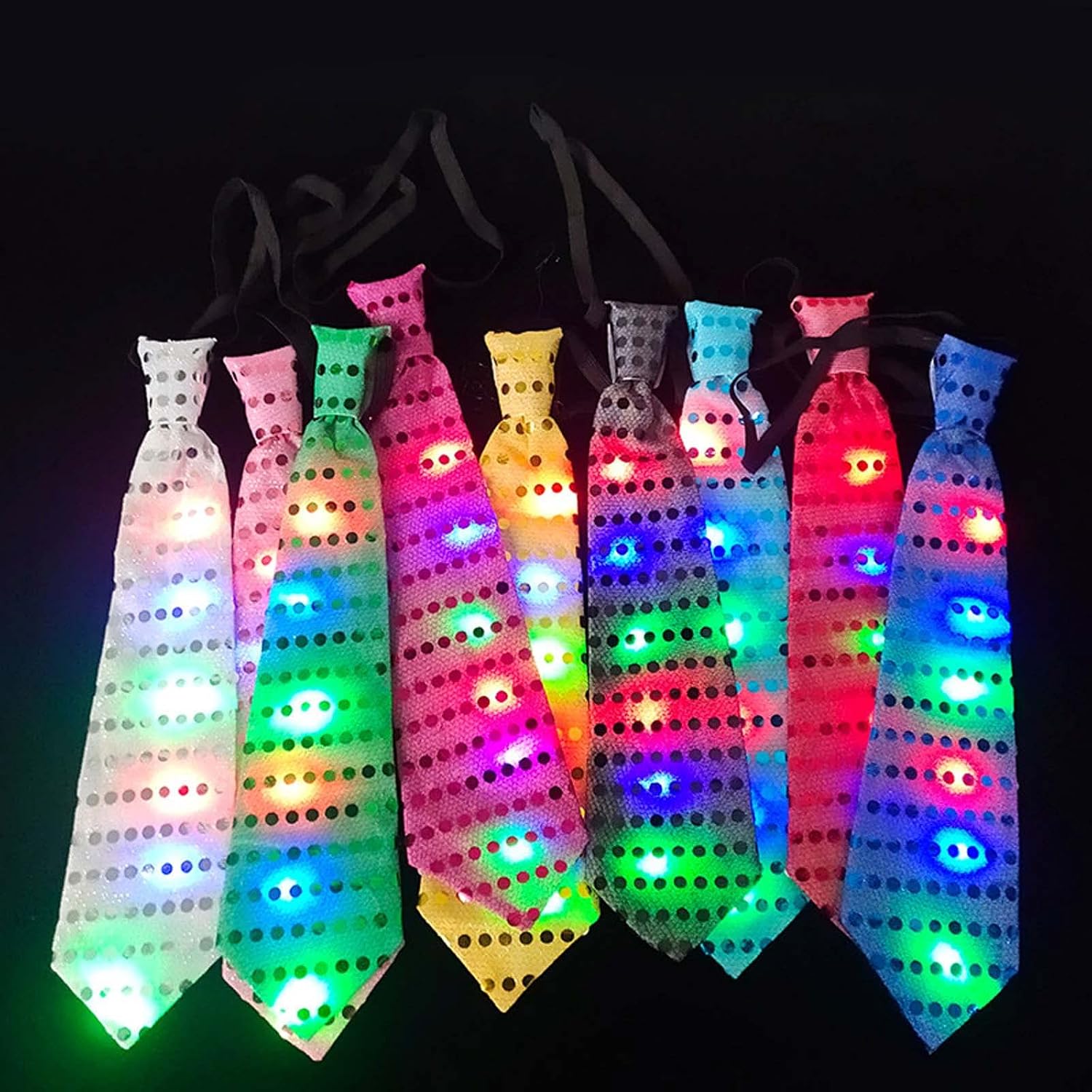 5pcs Glowing Neck Tie Glowing Necktie Light Up Ornaments For Wedding Festival New Year Party Decoration Cosplay Necktie