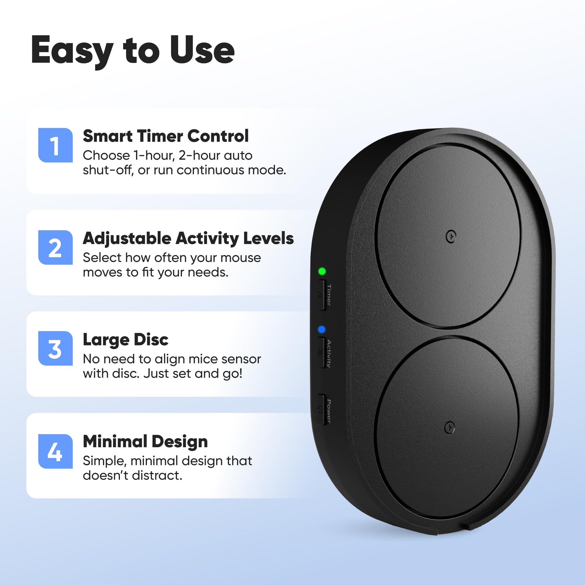 Undetectable Mouse Mover Jiggler, Adjustable Activity, Optional Shut-Off Timer, Random Movement Engine, No Software, Quiet & Undetectable Operation, USA Company (Dual Disc) - 3