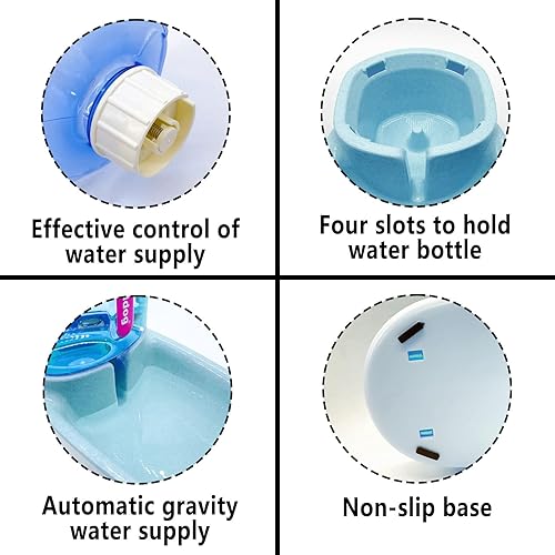 Miniatura 2 de kathson Gravity - Dispensador de agua para perros, estación automática de agua potable para gatos, 1 galón, gran capacidad, cuenco de agua para Azul