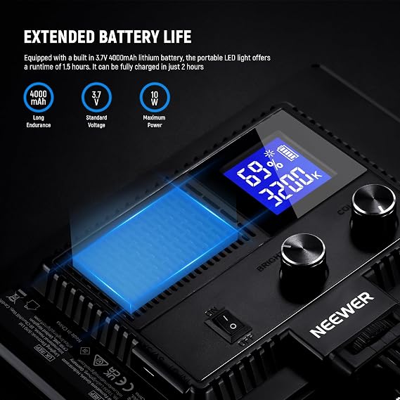 NEEWER 9 LED Video Light Panel, Dimmable DSLR Camera Soft Lighting with Mini Desk Tripod Stand, USB Type C Ports, 3200K~5600K CRI95+ for Studio Photography Video Recording Live Streaming, NL-116AI
