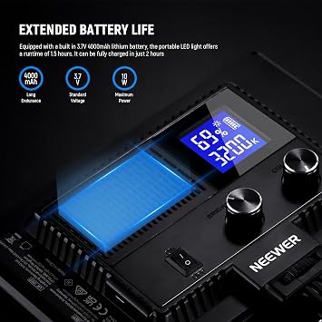 NEEWER 9 LED Video Light Panel, Dimmable DSLR Camera Soft Lighting with Mini Desk Tripod Stand, USB Type C Ports, 3200K~5600K CRI95+ for Studio Photography Video Recording Live Streaming, NL-116AI