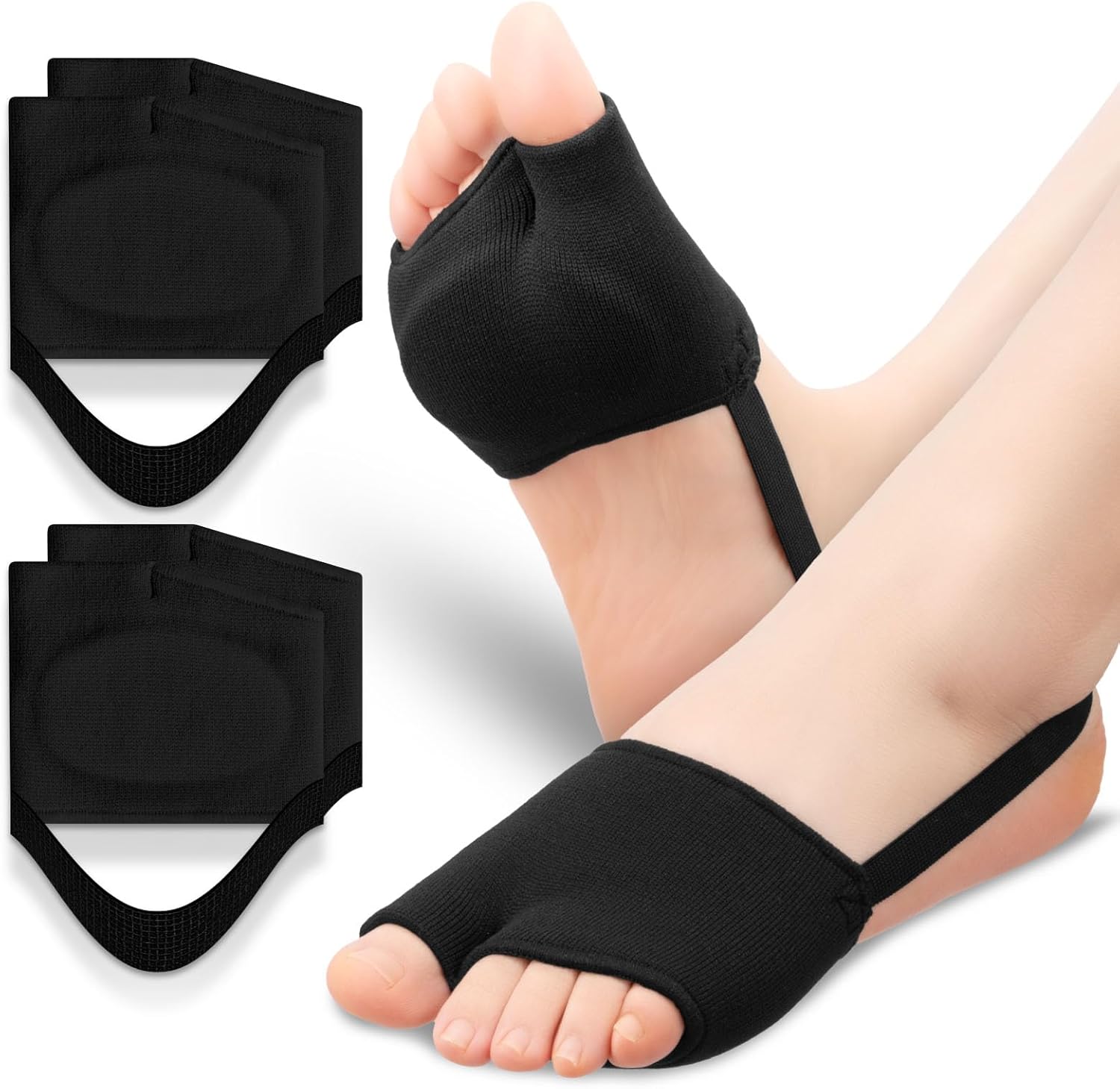 Metatarsal Pads for Women & Men 2 Pairs with Gel Inserts,Ball of Foot Pain Relief for Metatarsalgia,Sesamoiditis & Morton's Neuroma (Black Medium) - Image 7