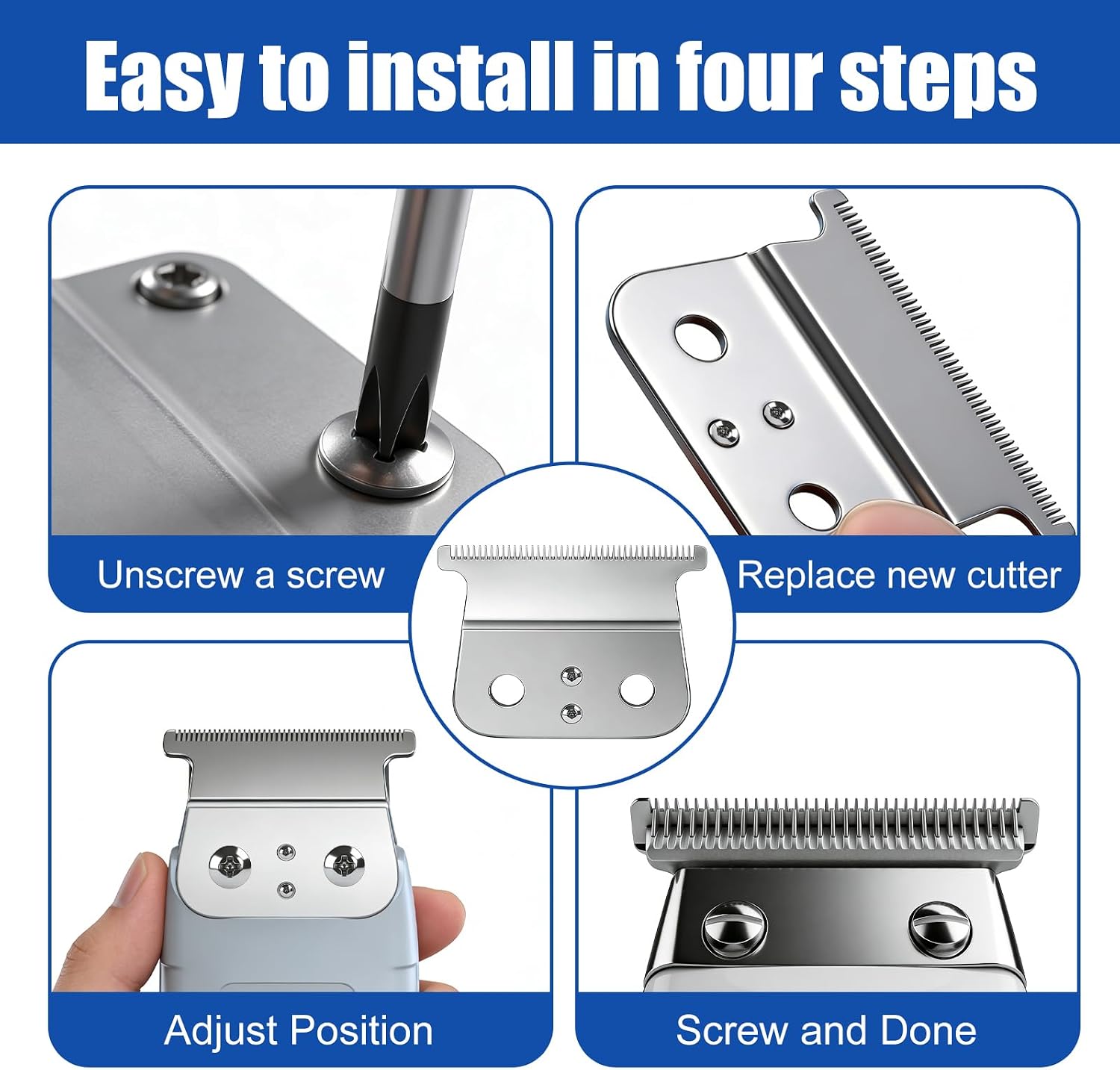 T-Blade Replacement Compatible with Andis T-Outliners GTO,GTX,GO and SLS Trimmers,2 Count