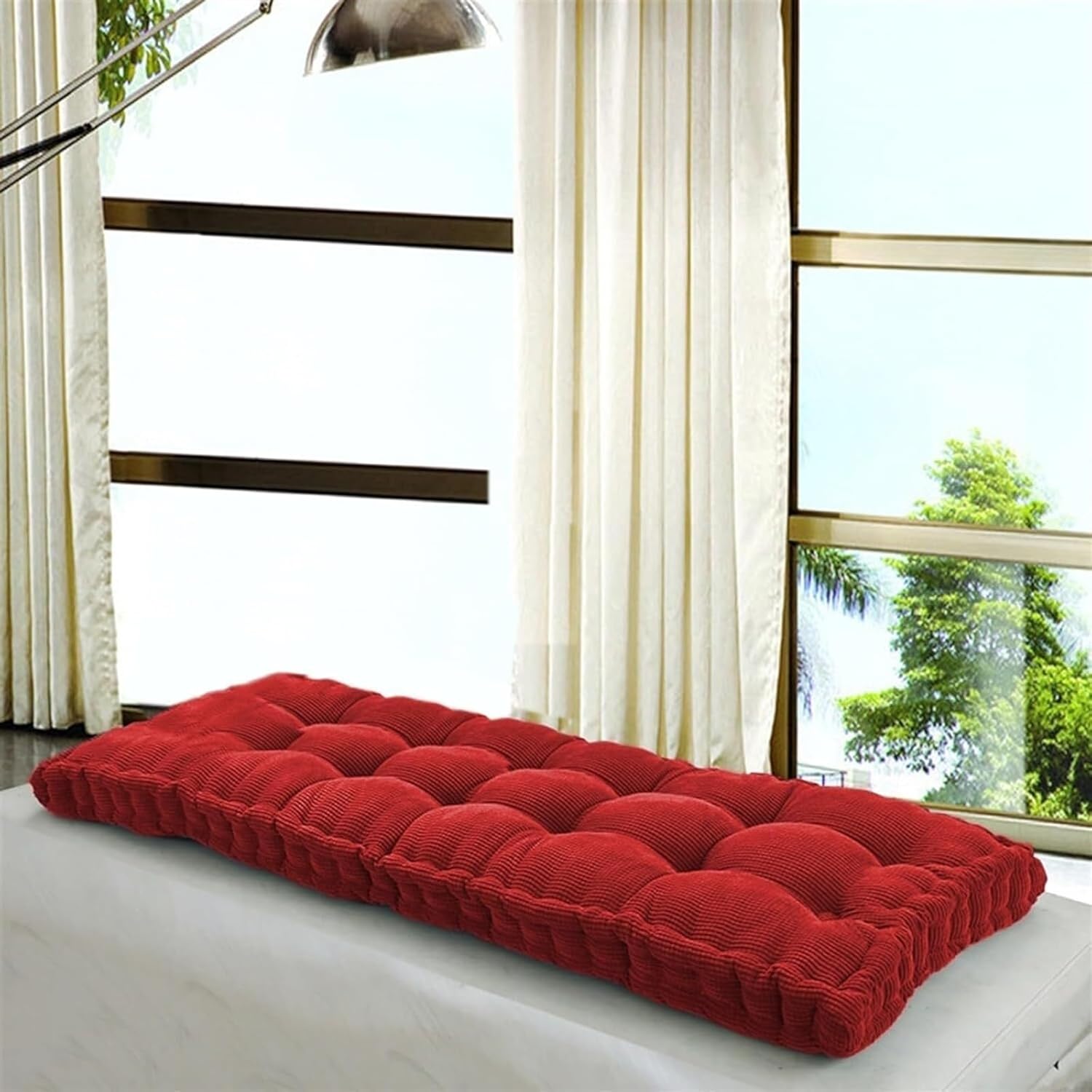 Bench Cushion 150 x 40 120 100cm 48 36 60 16 inch for Outdoor Furniture Porch Swing Cushions Bench Cushion Outdoor 135 150 90 130 160cm Garden Bench Seat Cushion(Red,60x60 cm 24x24 in)