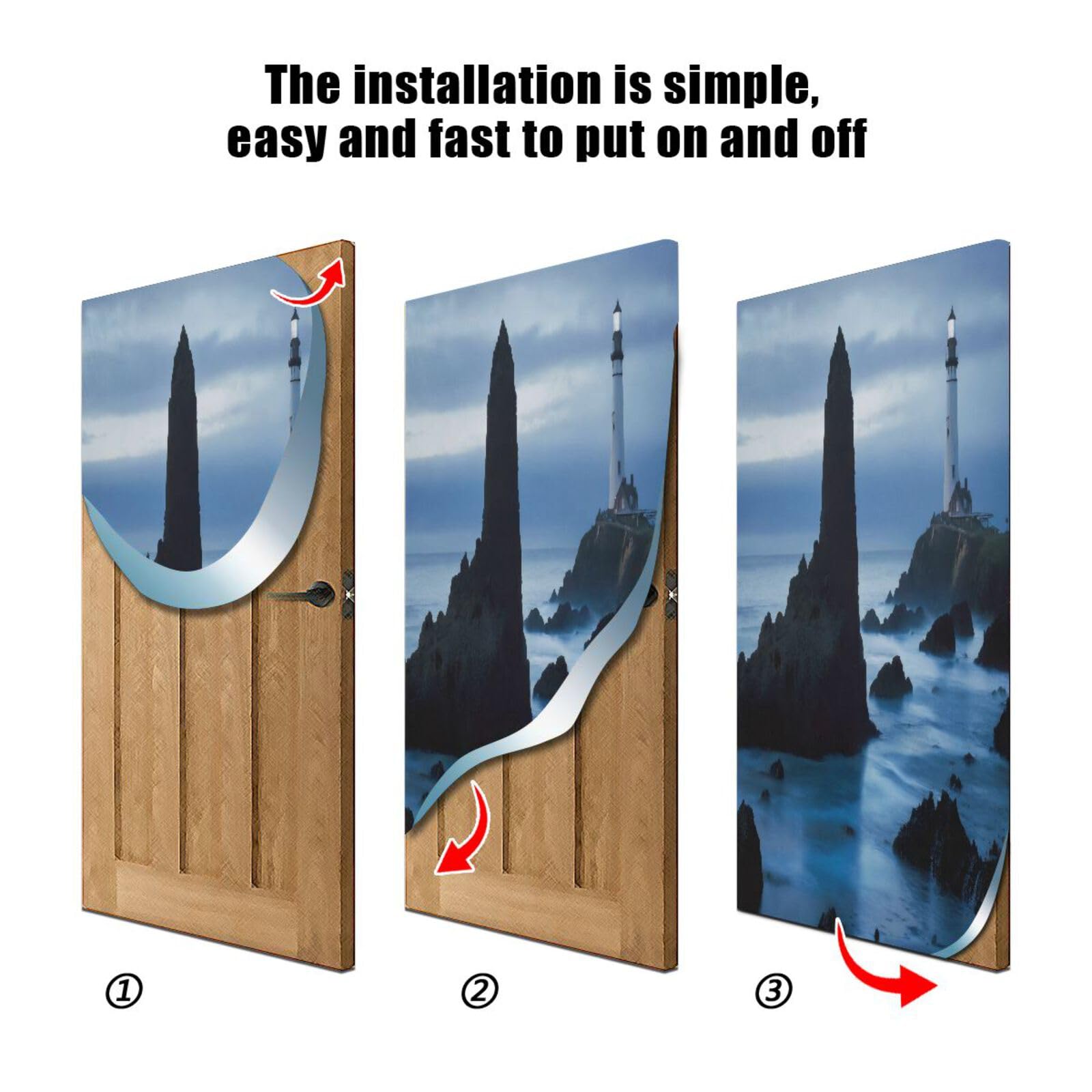 FLildon Seacoast Lighthouse Door Cover Decoration, Party Accessory Porch Decor for Festive Ornament Room Door Covers 36 x 98 Inch