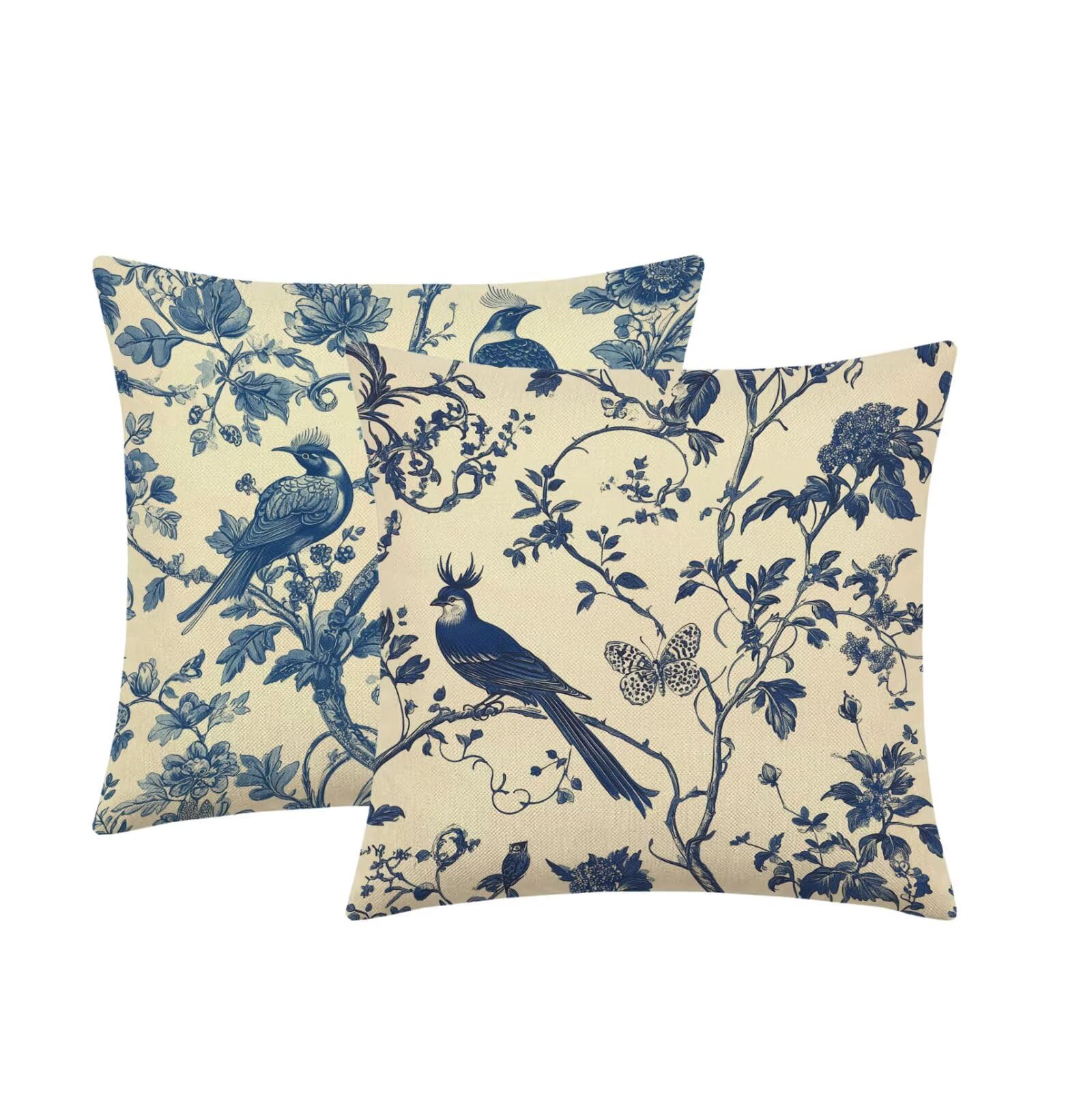 Cuscino Divano 75x75cm Set di 2, Retro uccello Velluto Cuscini per Divano