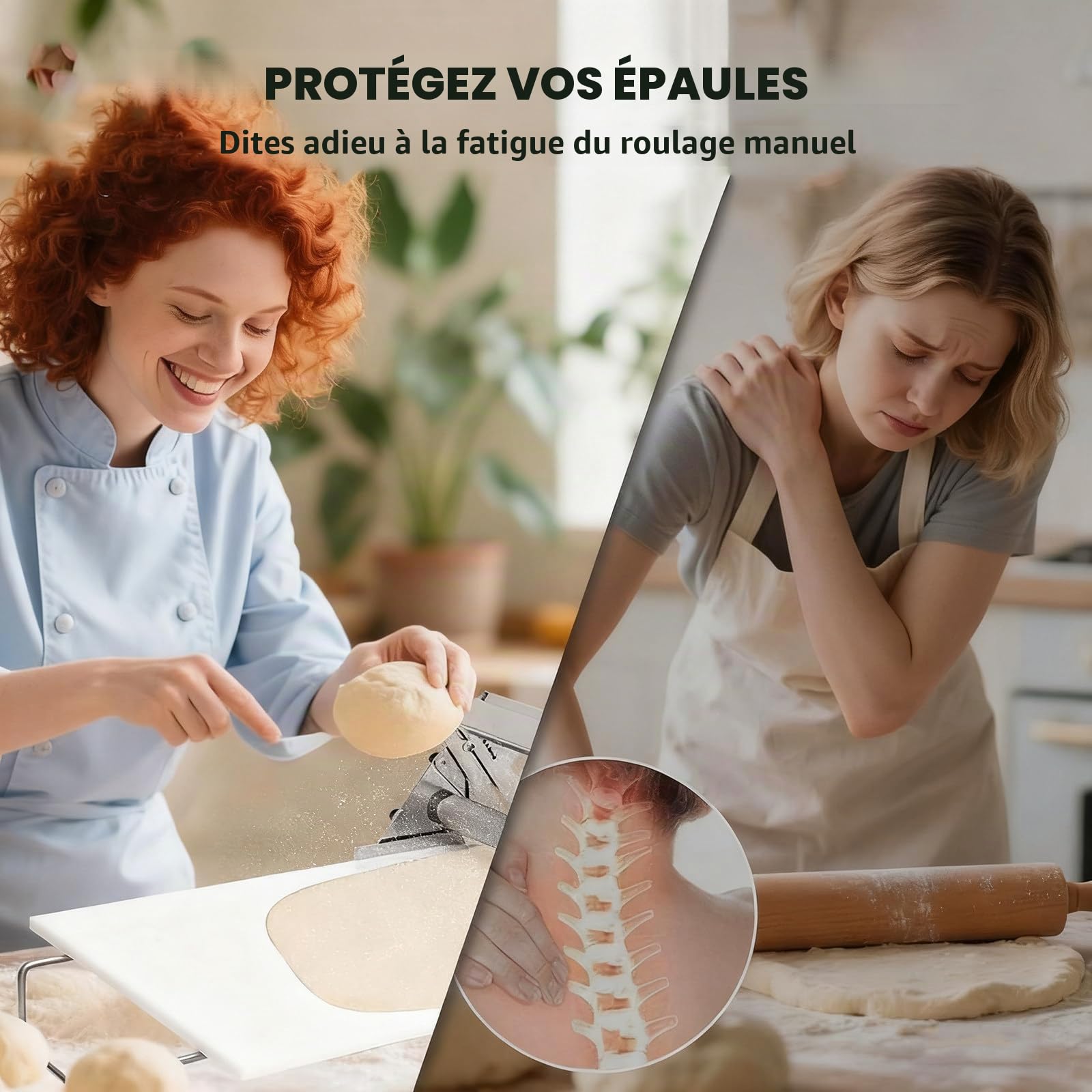 Laminoir à pâte à Croissants, laminoir à pâte Professionnel, épaisseur de la Machine à pâte réglable, Acier Inoxydable, laminoir à pâte à Pizza fondante pour Croissants de Table A