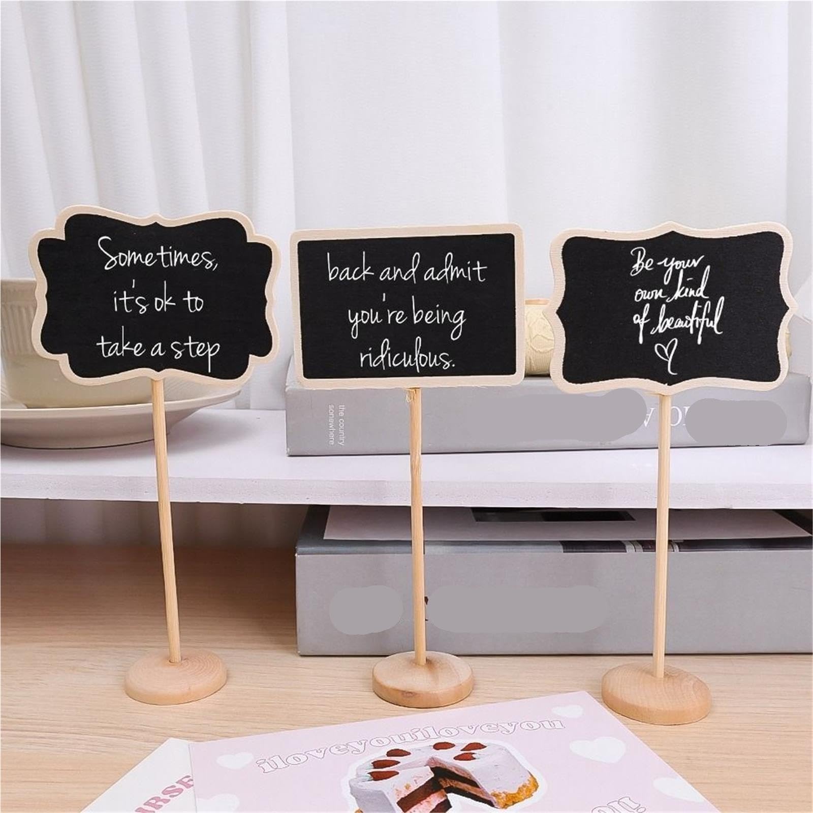 Mini Ardoise Tableau d'affichage en bois 10 pièces