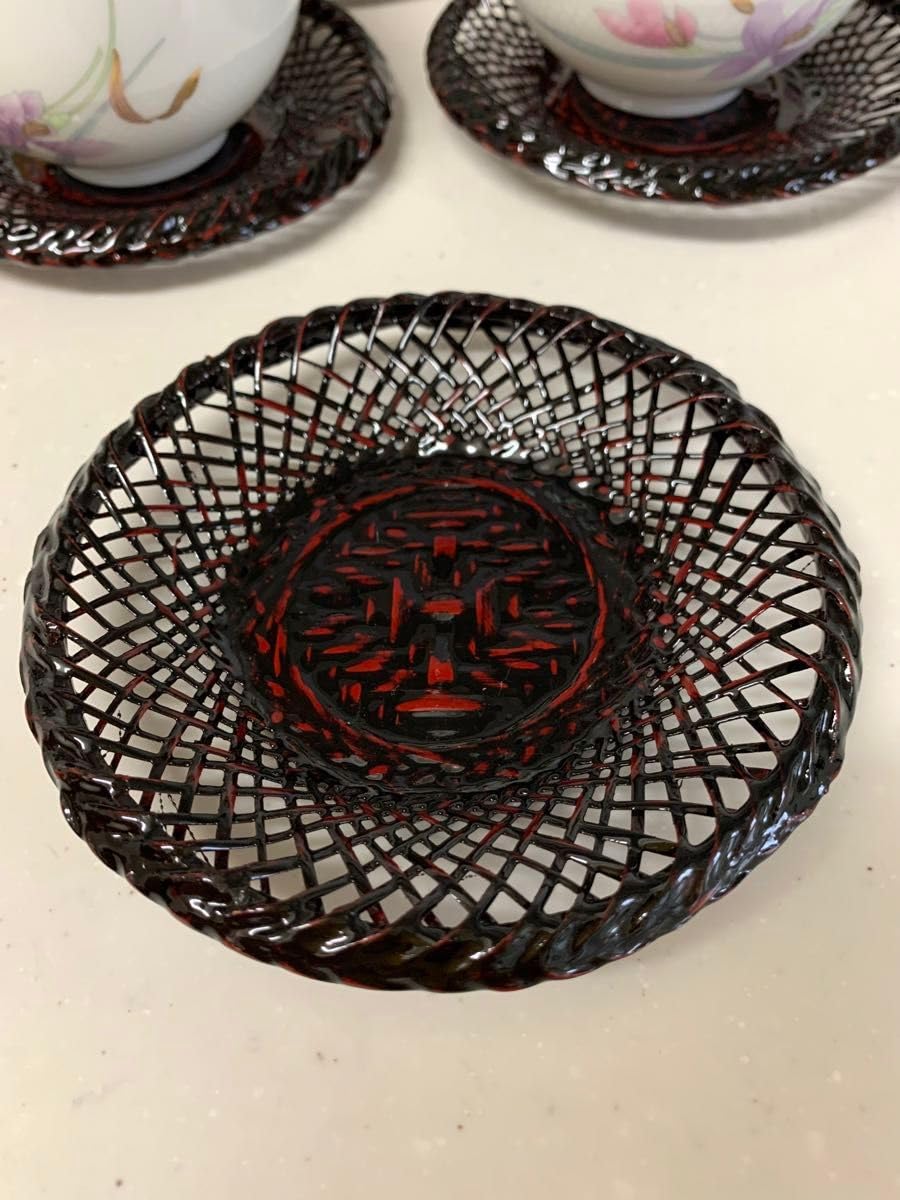 青毛彫　茶托5客 駿河竹細工 朝顔茶托5客揃 | 小林漆陶 映える器ギャラリー 岐阜
