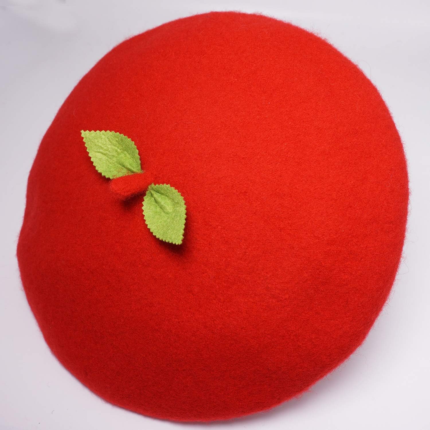 Kawaii Handmade Cartoon Beret Hat Green Leaves Fruit Cosplay Vintage Lolita Mori Girl Wool Cap Gift - Image 4