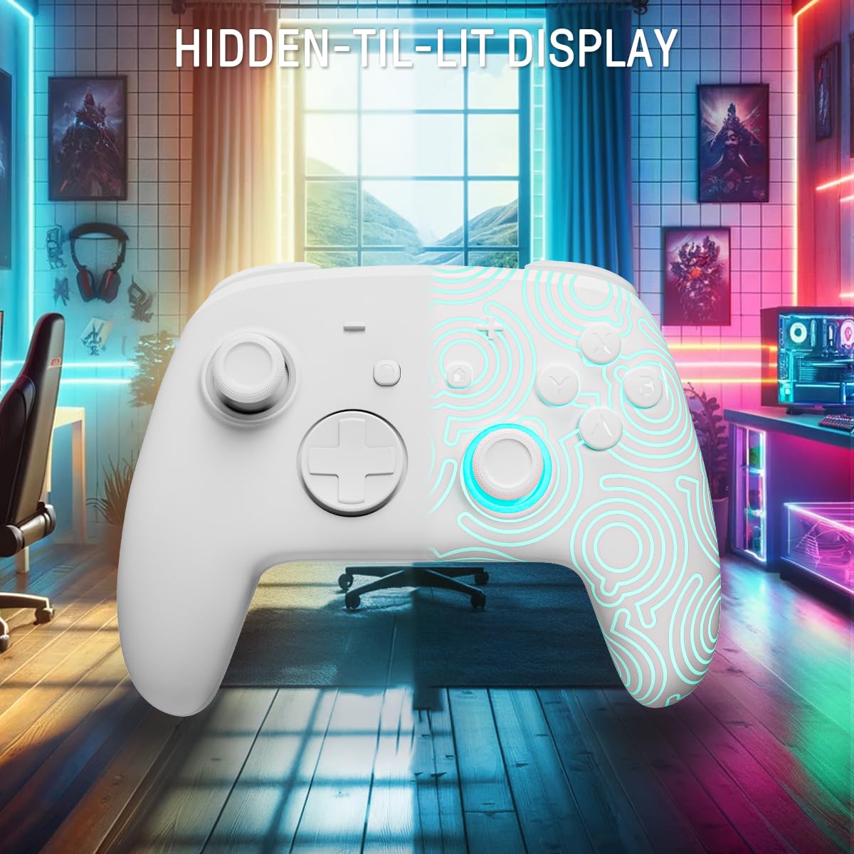 Générique Manette Switch 2, Manette Switch Pro Sans Fil Compatible avec Switch 2/OLED/Lite, Switch 2 Pro Controller avec 7 Couleurs LED/Paddle/Turbo – Blanc