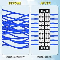 Vista 5 de Joinfworld Bloque de terminales 25A 600V Tira de terminales de tornillo de doble fila con tapa, bloque de terminales de cable preaislado de 8