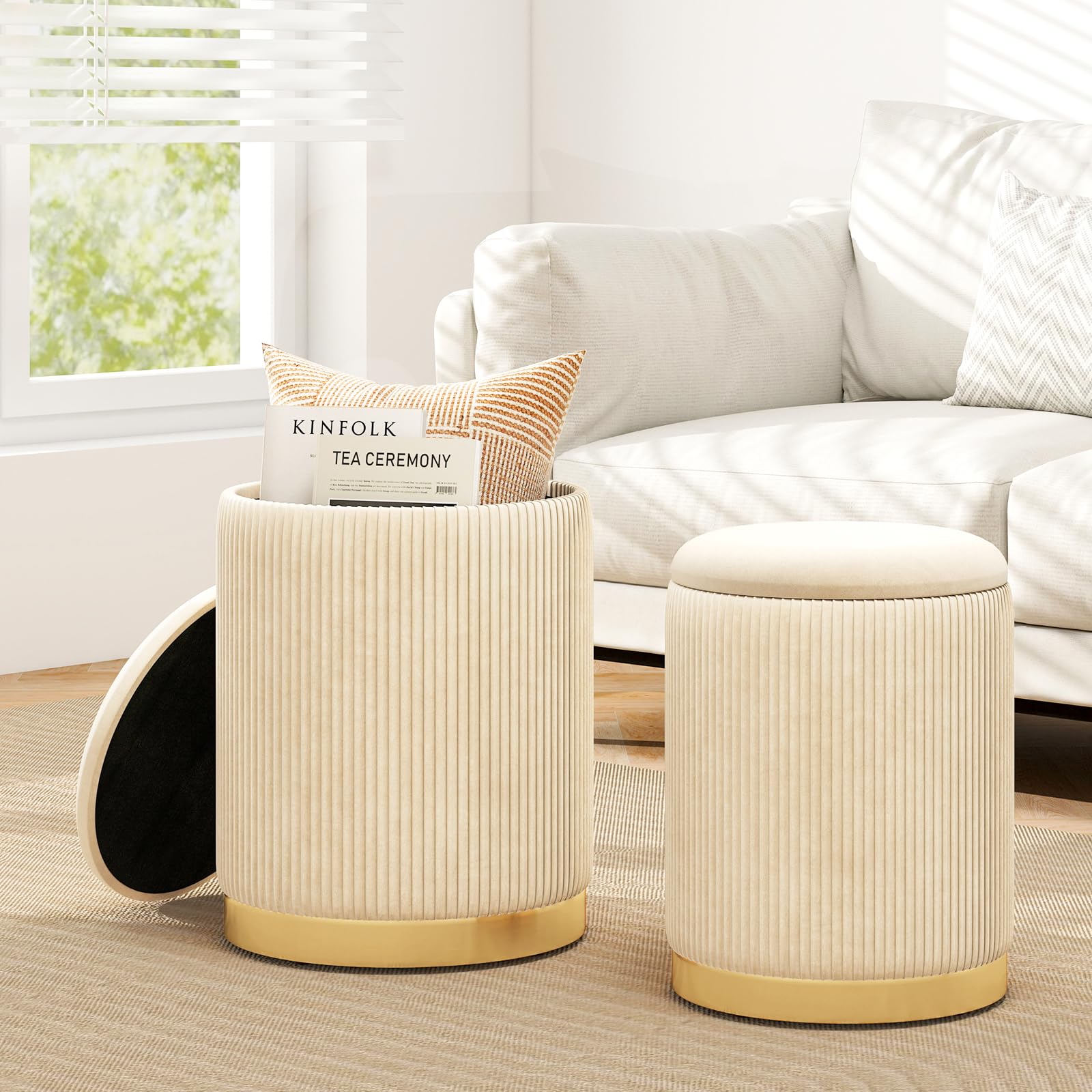 Amazon.com: Giantex Ottoman with Storage - Set of 2 Storage