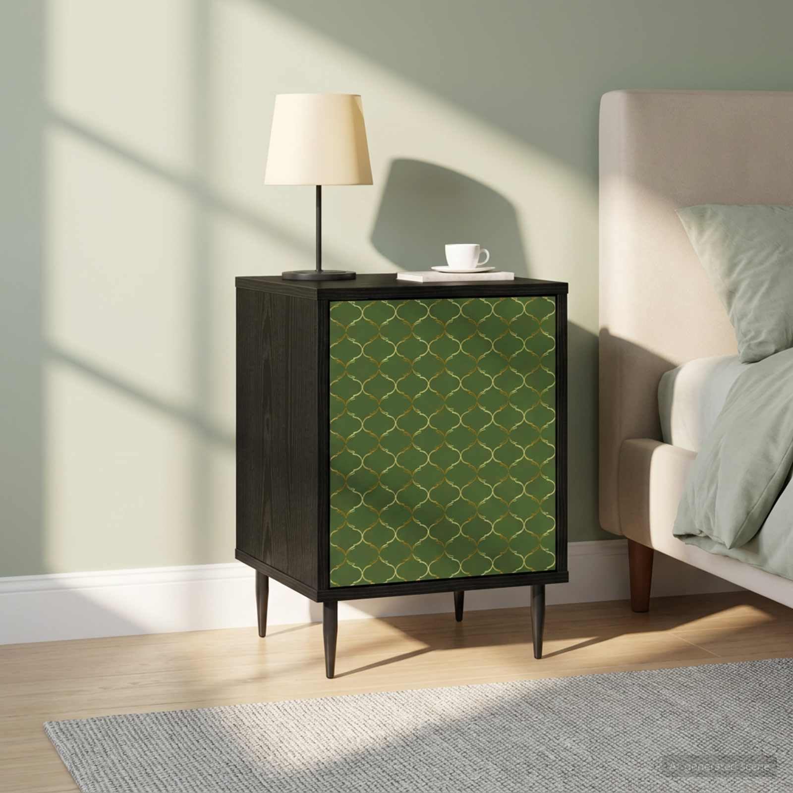 Nachttisch 2er Set Schwarz Eichen-Optik 36x33x51 cm