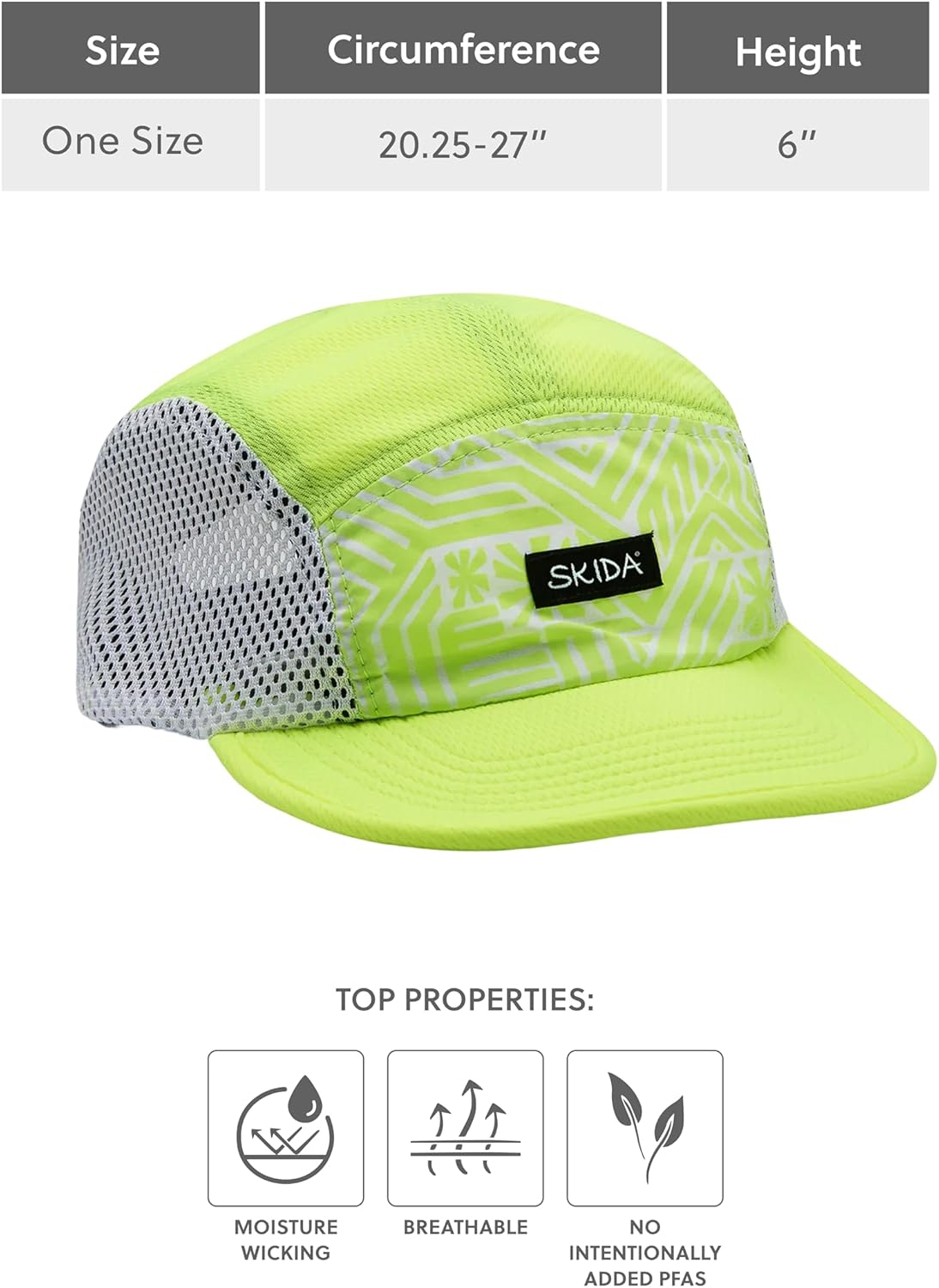Skida Lightweight Run Cap UPF 50+ Moisture-Wicking Snug Fit Crushable Packable Ideal for Running Golf Tennis Pickleball