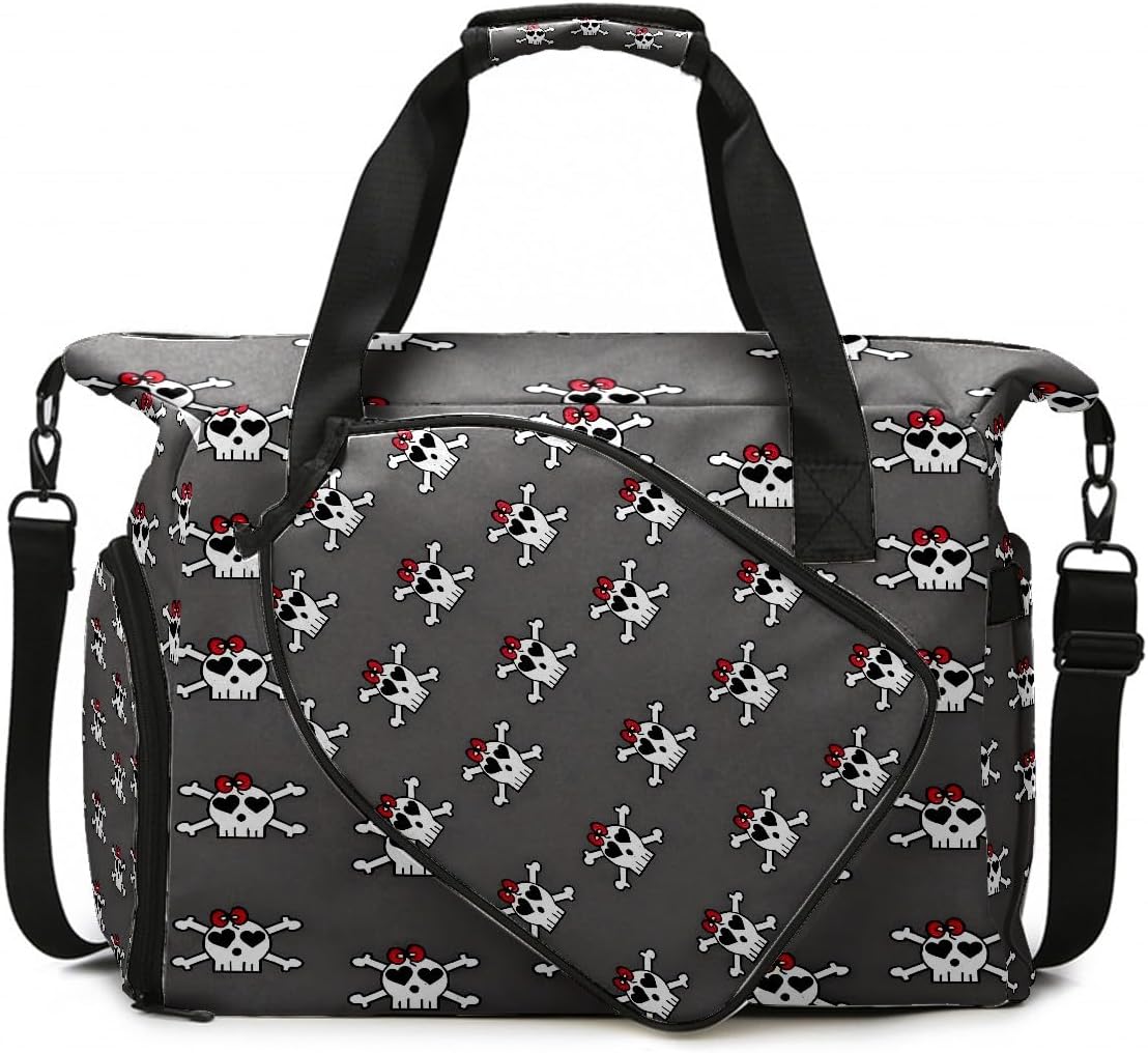 Brown Leopard Print Sports Duffle Bag - Large Gym Bag with Ventilated Shoe Compartment & Front Racket Sleeve, Waterproof Lightweight for Women Men Tennis Pickleball Travel