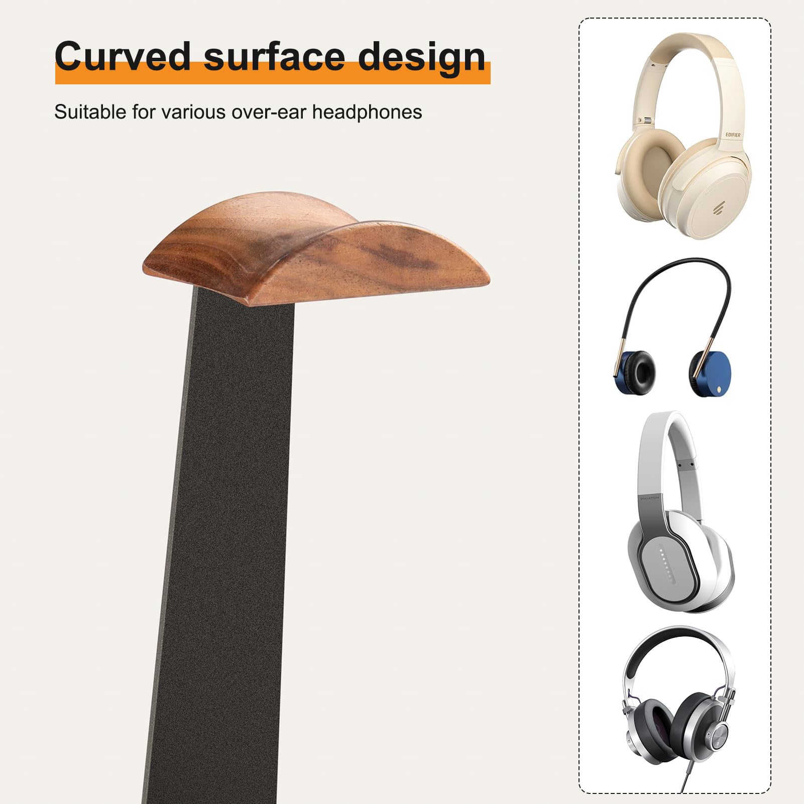 Support de casque en noyer avec support de manette de jeu, support de manette de jeu de bureau, support de casque avec base de rangement, accessoires de jeu de bureau universels