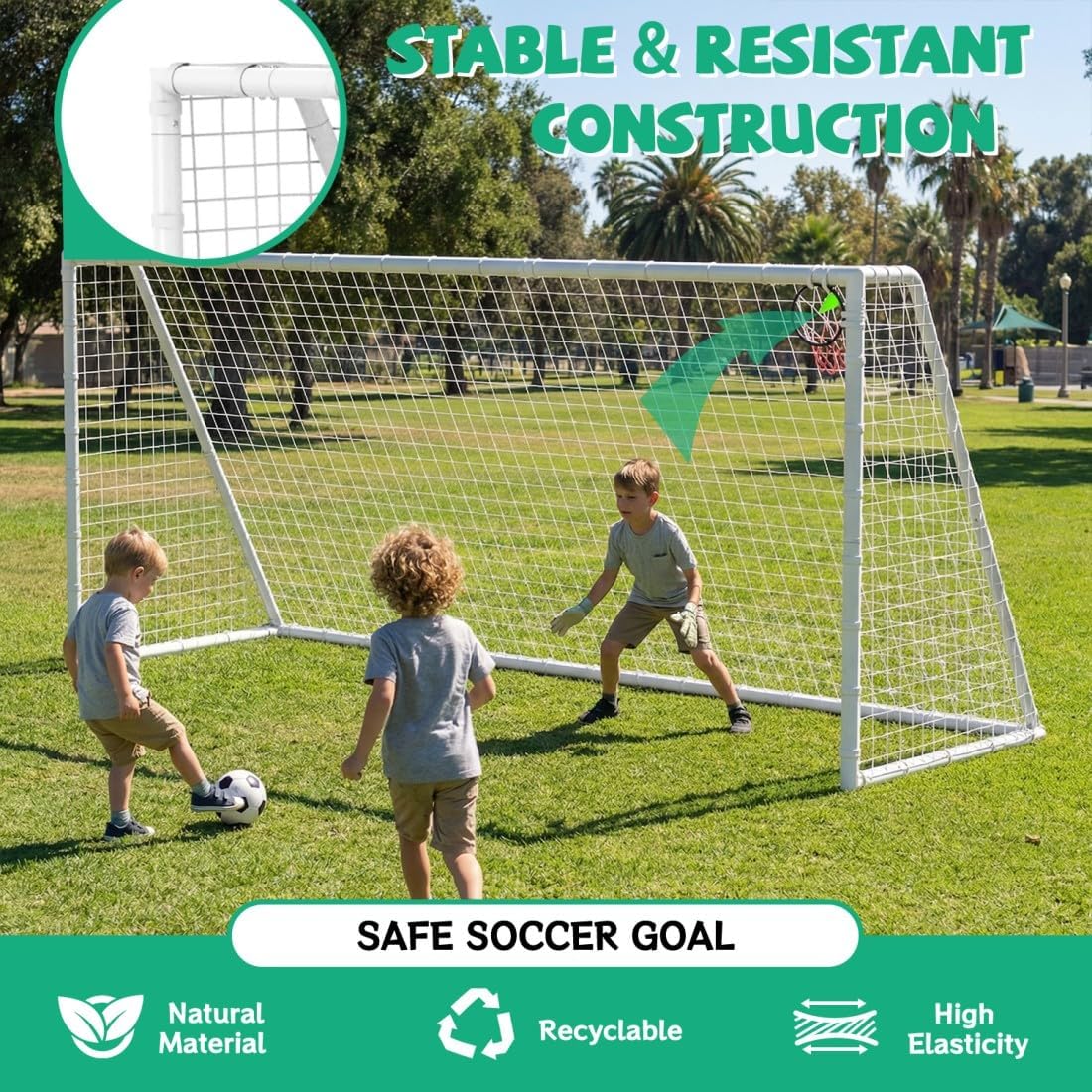 6x8 & 6x12 & 7x16-Foot Backyard Soccer Goals for Adults, Portable Soccer Nets with Heavy-Duty Mesh with Soccer Cones, Gift for Training Goal