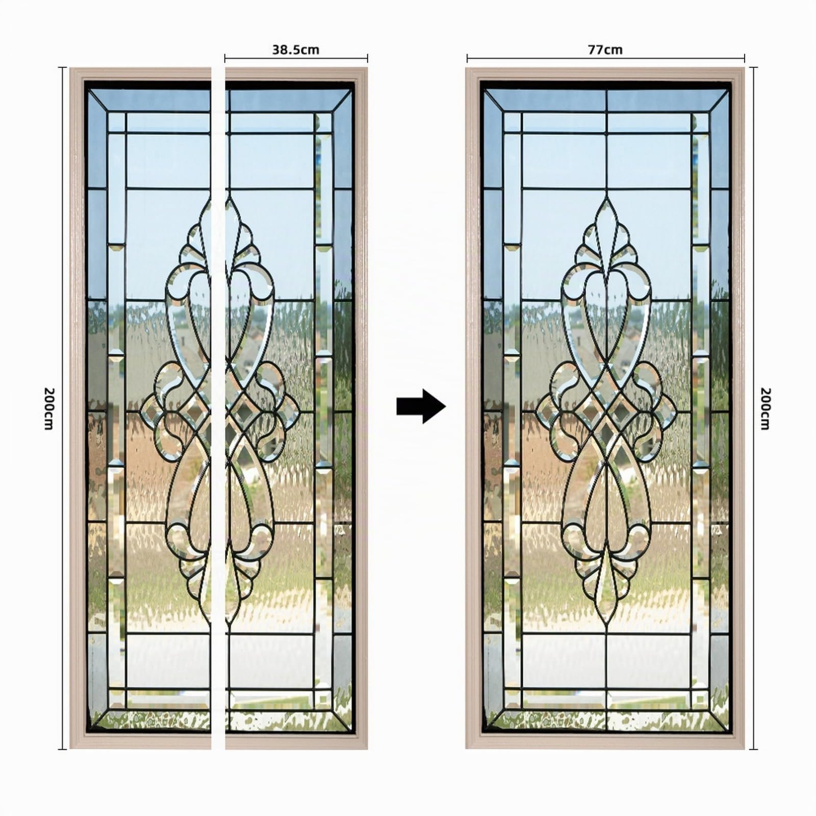 A.Monamour Adesivo Porta Autoadesiva 3D Porta D'Ingresso In Vetro Colorato Vinile PVC Adesivi per Porte Interne Pellicola Adesiva Poster Sticker Murale Parete Carta da Parati 77x200cm