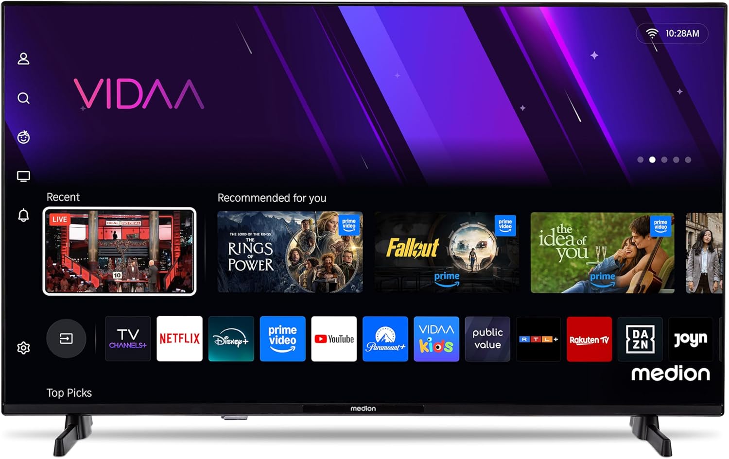 MEDION 108 cm (43 inch) Full HD-tv (smart-tv, HDR, VIDAA Store, Netflix, Prime Video, Disney+, DAZN, Paramount+, HbbTV, PVR, Bluetooth, MD 843101) [Energieklasse E]