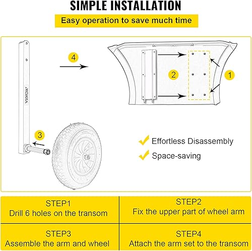 Miniatura 6 de VEVOR Ruedas de lanzamiento de barco, rueda de lanzamiento de popa de barco de 15 pulgadas, ruedas inflables de lanzamiento de barco de capacidad de