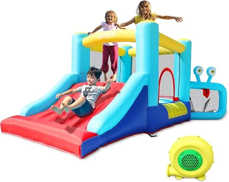 AirMyFun Bounce House Inflatable Bouncer Jump House with Blower Kids Party Theme Bouncy Castle Basketball Hoop Football Play A82029