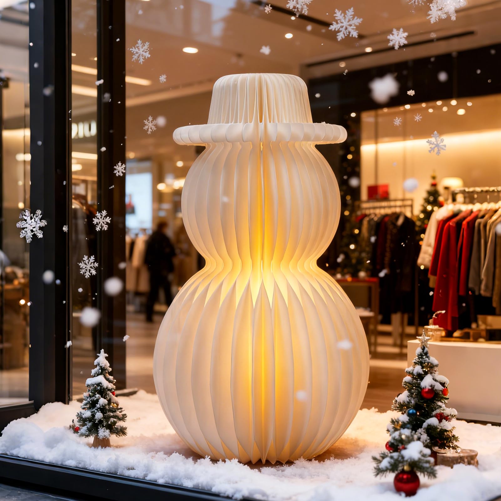SUNBEAUTY 50cm Papier Weihnachtsbaum Lampe Deko Weiß 3D Waben Papierbäume Weihnachtskugel Aufhängen Deko Weihnachtsdekoration für Esstisch Fensterbank Kaminsims das Schlafzimmer