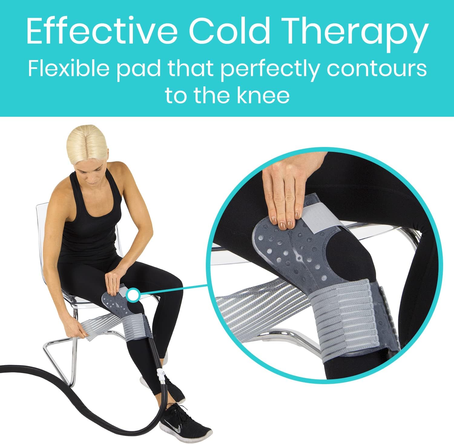 Vive Cold Therapy Machine Replacement Pads for Knee - Flexible Ergonomic Reusable Padding for Ice Cold Therapy - Pain Relief System - Knee Adjustable Device Accessory to Reduce Swelling (Pads Only)