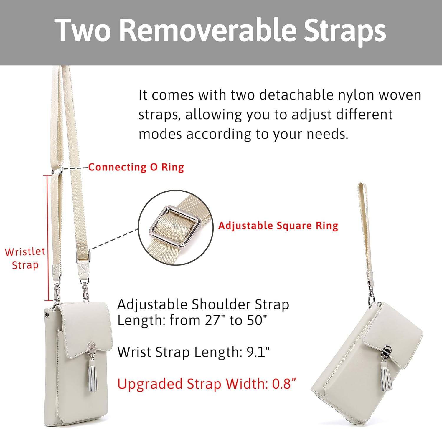 Pearl Angeli Genuine Leather Crossbody Cellphone Bag for Women RFID Blocking Small Phone Wallet Purse with Shoulder Strap - Image 5