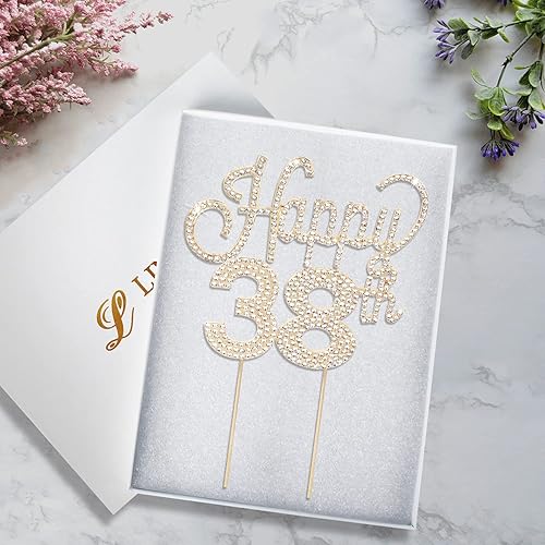 Miniatura 176 de LINGTEER Decoración de pastel de diamantes de imitación dorados para cumpleaños número 15 – Cheers to 15th Birthday Quince años de edad, decoración