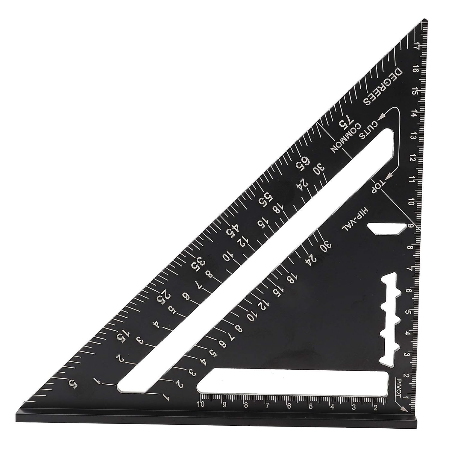 Triangle Angle Protractor Aluminum Alloy Black Oxidation Roofing Layout Guide Measuring Tool for Builders DIY Lovers Hobbyists Artists 7 Inch Metric 26 x 18.6 x 18.5cm (Metric 16CM)