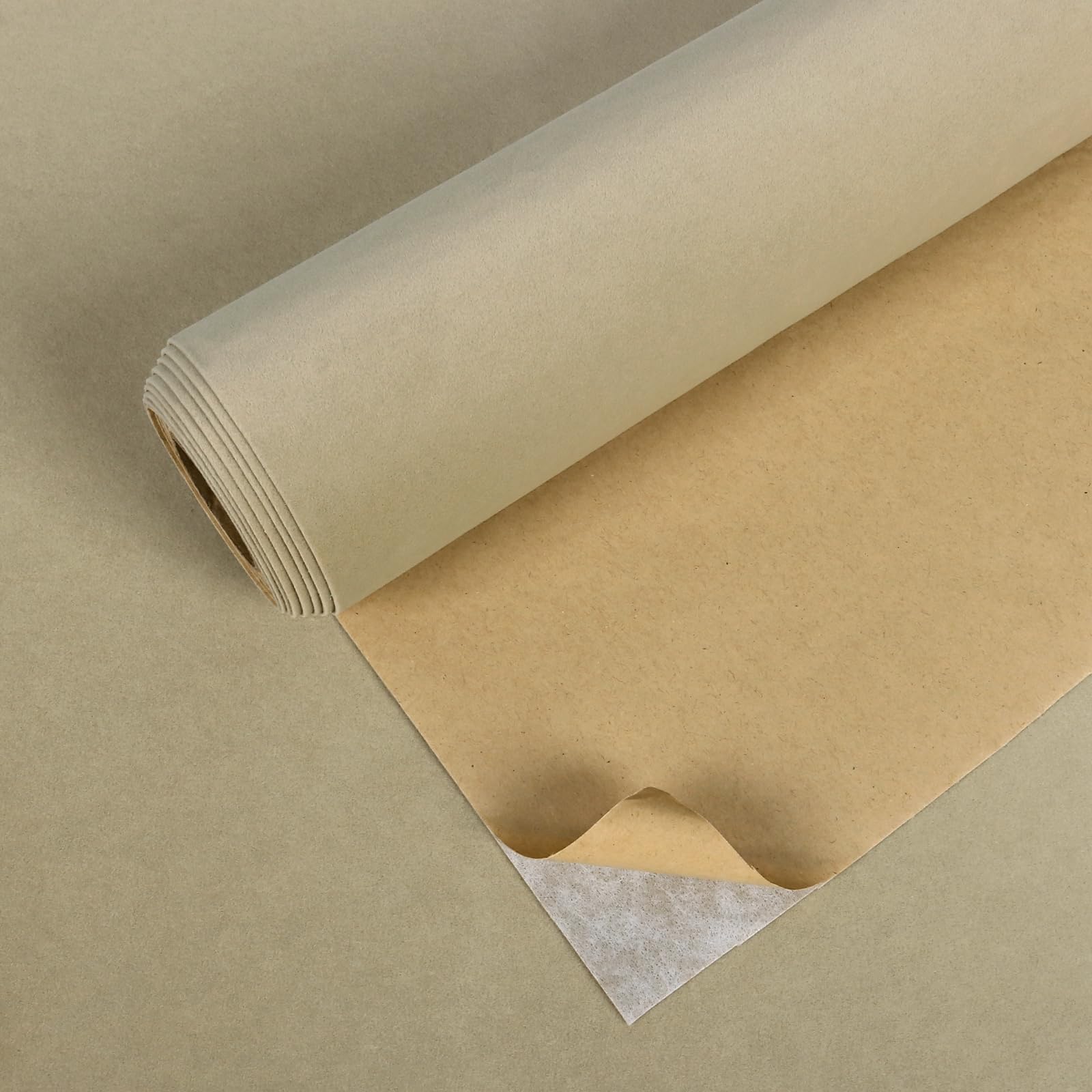 VEELIKE Papier Peint Velours Beige Adhesif pour Meuble Papiers Peints Tissu Velours Doux 40cm x 300cm Papier Peint Adhesif Mural Chambre Papiers Peints Decoratifs Boîte à Bijoux Placard Tiroir