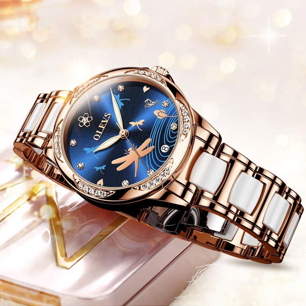 OLEVS Watches for Women Automatic Mechanical Self Winding Rose Gold Ladies Watch Diamond Dress Ceramic Bracelet Waterproof Female Wrist Watch - Image 7